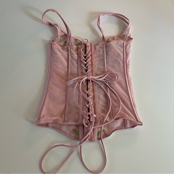 New! Victorias Secret Classic Lily Embroidery Corset top pink 20025 - Picture 7 of 13